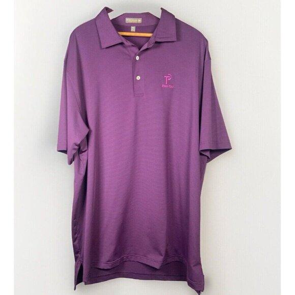 Peter Millar Summer Comfort Golf Polo Penn Tool Shirt 2XL Purple Stripe Stretch - Picture 2 of 12